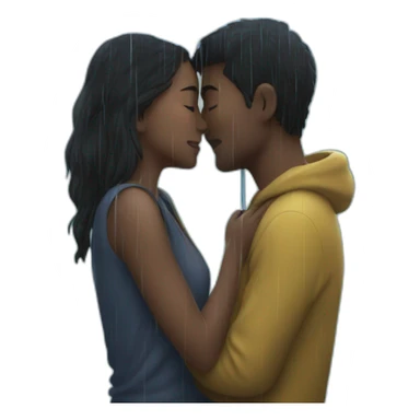 two people kissing under the rain sticker