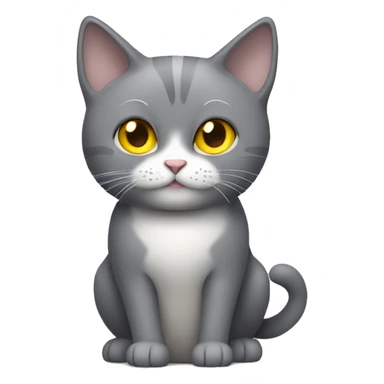 Gray cat with yellow eyes and a small white patch on chest sticker