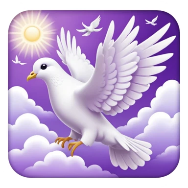 White and purple dove flying towards heaven  sticker