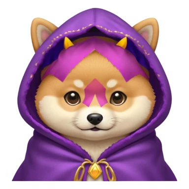 baby shiba dog, in magic purple cloak sticker