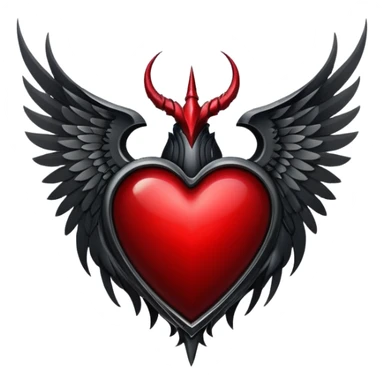 Black heart with wings and horns sticker