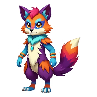Edgy colorful anthro fursona Fakemon full body sticker