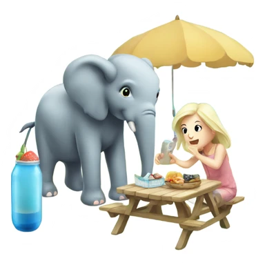 Elephant on picnic with dolphin sticker