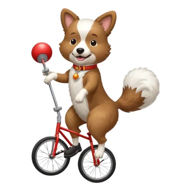 dog riding a unicycle sticker