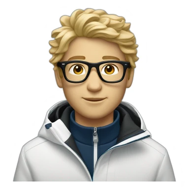 Un garçon blanc ,à das lunettes de ski, il a les cheveux noirs et survetement de lacoste sticker