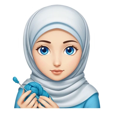 Turkish beautiful finish Konya girl blue eyes with shine hijab does knitting  sticker