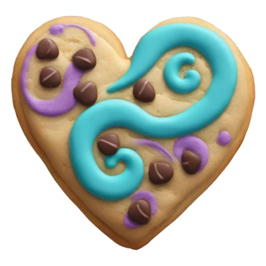 Purple teal chocolate chip heart cookie sticker