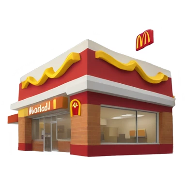 “McDonald’s store with the iconic golden arches, a red and yellow color scheme, and a simple, recognizable design that captures the essence of a fast food restaurant.” sticker
