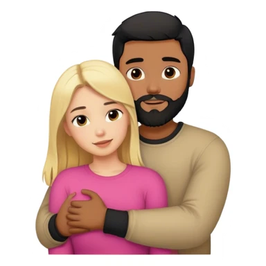 A cute couple blonde haired girl and black haired guy with beard hugging each other  sticker