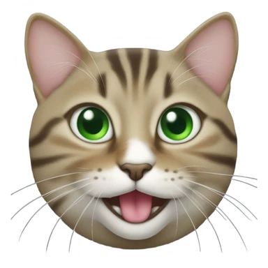 Tabby cat with green eyes and sticking tongue out sticker
