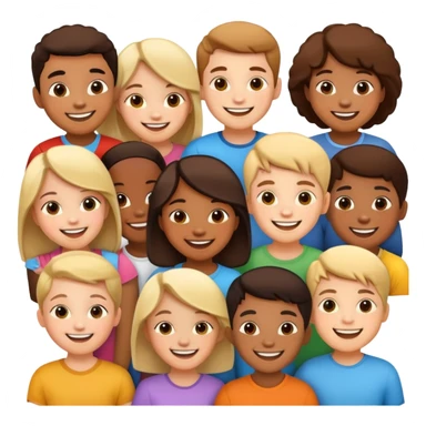 group of children standing together, fun and supportive sticker