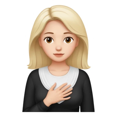 Elini göğsüne koyup rahatlayan,huzurlu kadın sticker