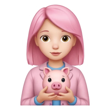 girl holding real piggy sticker