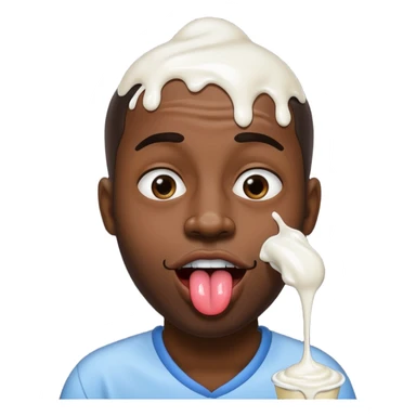 black man with giant tongue and white yogurt dripping down his cheeks sticker