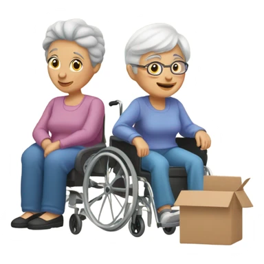 Old couple in wheelchair moving House sticker