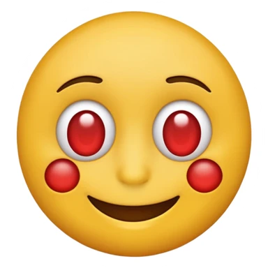 Make a yellow emoji smiling with red and tired eyes, under his nose there are white powder sticker