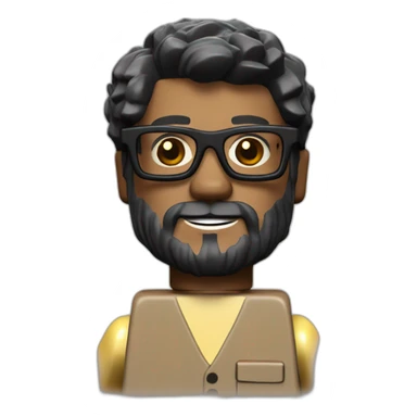 Lego minifig with black goat beard, wearing glasses, light brown skin sticker