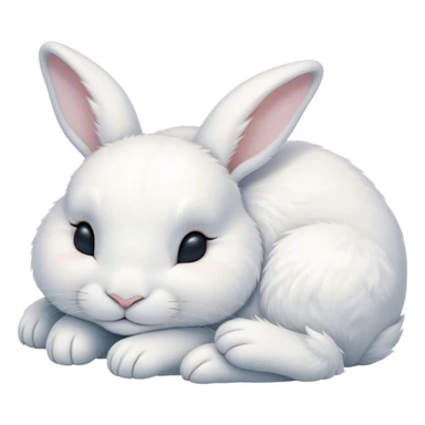 Meme-Worthy Cute Sleeping White Rabbit Portrait Emoji, Head resting peacefully with a contented smile, showcasing a delightfully compact build and a luxuriously soft pure white fur, eyes shut in a serene nap, Simplified yet hilariously adorable features, highly detailed, glowing with a soft, drowsy light, high shine, relaxed and utterly lovable, stylized with an air of playful laziness, bright and heartwarming, soft glowing outline, capturing the essence of a comically sleepy bunny, so meme-worthy it feels like it could instantly become the next viral sensation of adorable slumber! sticker