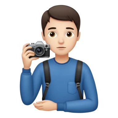 “A photographer sits quietly, camera in hand, lost in deep worries that even his lens can’t capture.” sticker