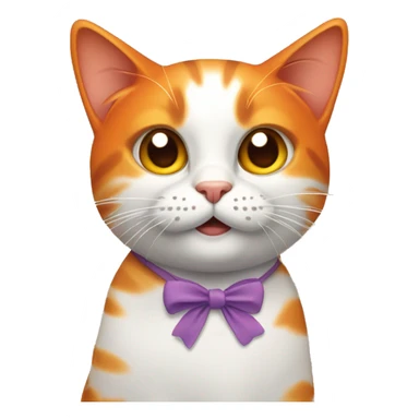 CAT whit and Orang fleckig wiht a schleife sticker