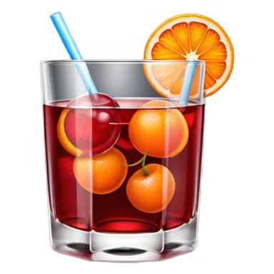 Mach mir einen Cherry Negroni mit viel Eiswürfeln und nur einer Scheibe Orange im Glas und einer Kirsche auf dem Glas sticker