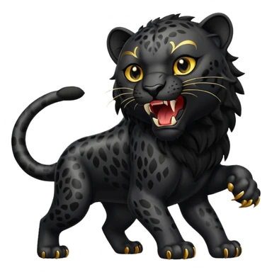 winged black leopard roaring sticker