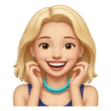 laughing girl with hands on neck sticker