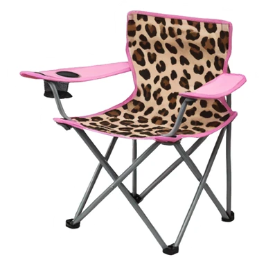 Realistic light pink and leopard print pattern camping folding chair isolated.  sticker
