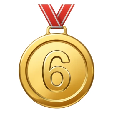 sixth place medal with number 6 on it sticker