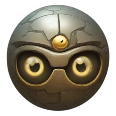 3d sphere with a cartoon Iron Golem skin texture with Eye of Horus sticker