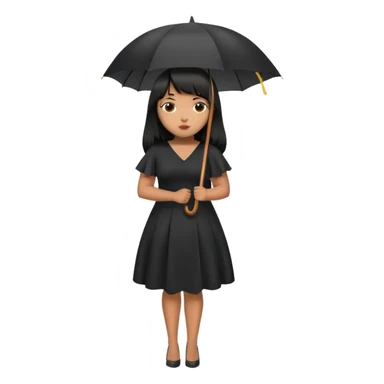 Latina girl with bangs black long hair plus size black dress with umbrella  sticker