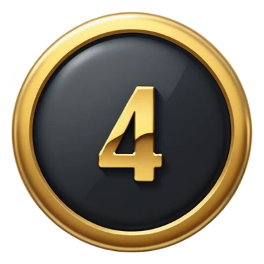 Make a round badge for a paid subscription out of black stone and gold with the number 4 sticker