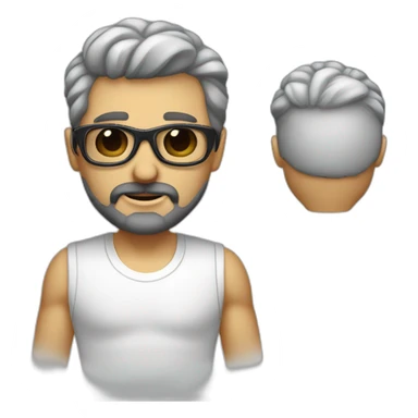 hombre blanco con barba corta blanca y gafas metálicas sticker