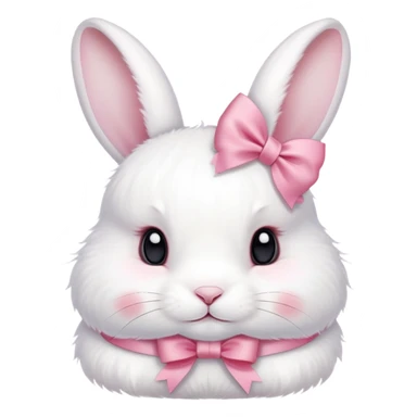 a cute white bunny with pink blush and a pink ribbon on the white rabbit's head sticker