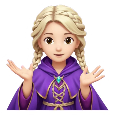 A playful mage girl with braids, purple cloak, and magic swirling around her hands.
 sticker