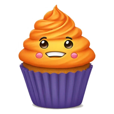 Orange cupcake with a happy face  sticker