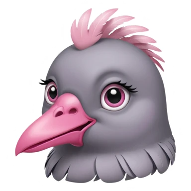 pigeon head with long eyelashes and sassy 'yasss' hands, expressive, fun sticker
