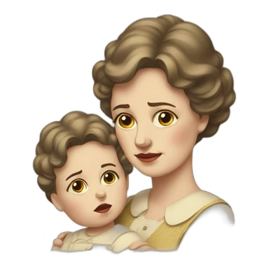 mum and baby in early 20th century looking sad sticker