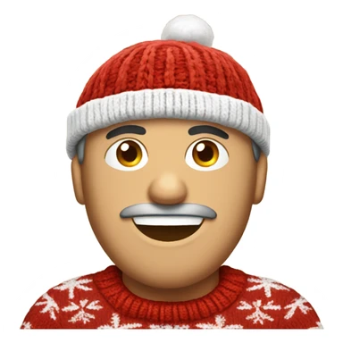 Italian man wearing a knitted Christmas sweater and a Santa hat  sticker