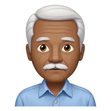 An elderly man emoji with medium-dark skin, swept-back white hair, thick eyebrows, and a short straight white mustache. sticker