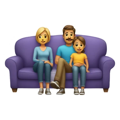 mom and dad and kid on couch sticker