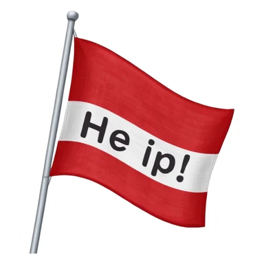 distress flag with bold HELP text, simple, clear sticker