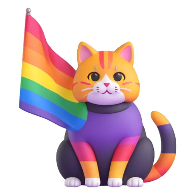 cat with pride flag colors sticker