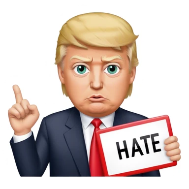 Donald trump holding a sign saying I hate women sticker