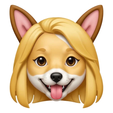 model girl with dog ears and dog tongue, styled like the iOS emoji Snapchat dog mask, simple and expressive sticker