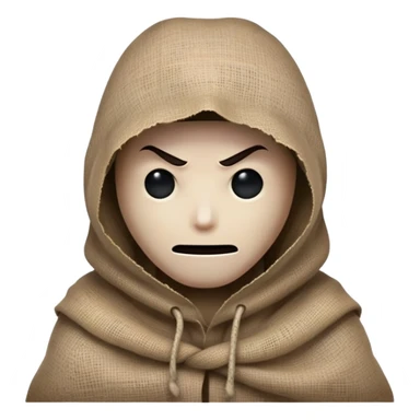 creepy sinister man with burlap sack over head, dark atmosphere, menacing stance sticker