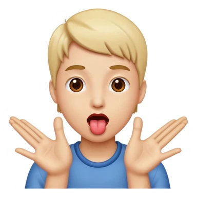 Tongue out with hands to the side ￼ sticker