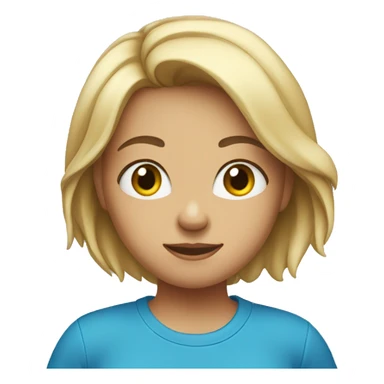 girl in a blue T-shirt stands with her back sticker