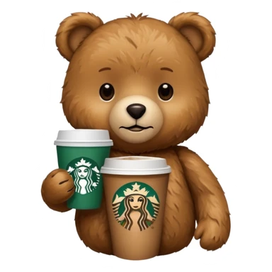 teddy bear with one cup of starbucks coffee sticker