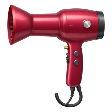 burgundy blow dryer with a ribbon sticker